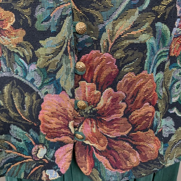 VTG Carol Anderson Green Dress with with Tapestry Bodice Size 6 - Picture 13 of 15